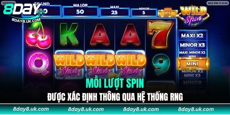 Mỗi lượt spin được xác định thông qua hệ thống RNG